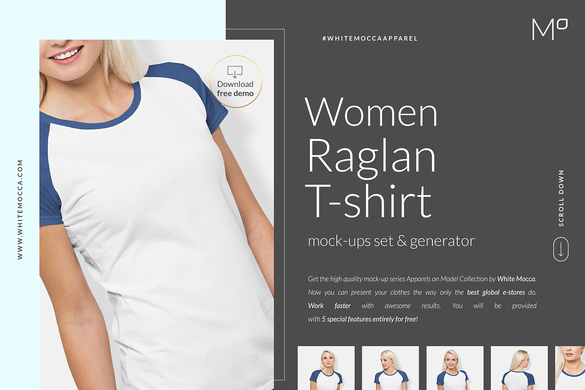 Woman Raglan T-shirt Mock-ups Set, a Print Template by Apparel_Mockups