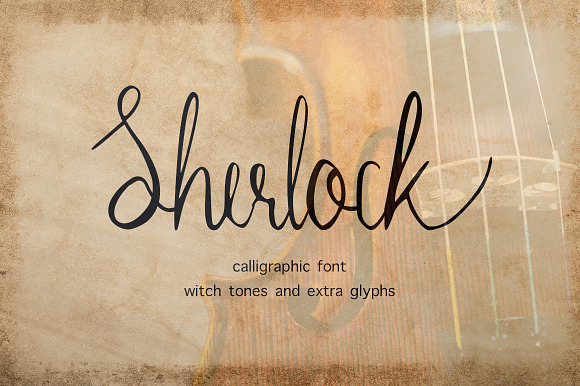 Sherlock calligraphy script font preview 7