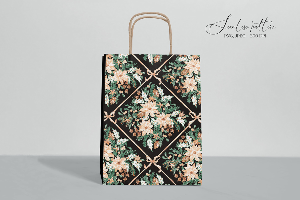 Christmas Botanical Grid Pattern, a Pattern Graphic by SirenaArt (Photo 16 of 20)