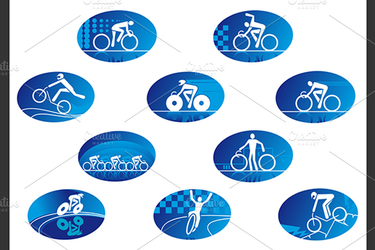 Blue bicycle sport icons, a Solid Icon by Vector Tradition (Photo 1 of 3)