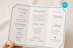 Blue Wedding Program Template