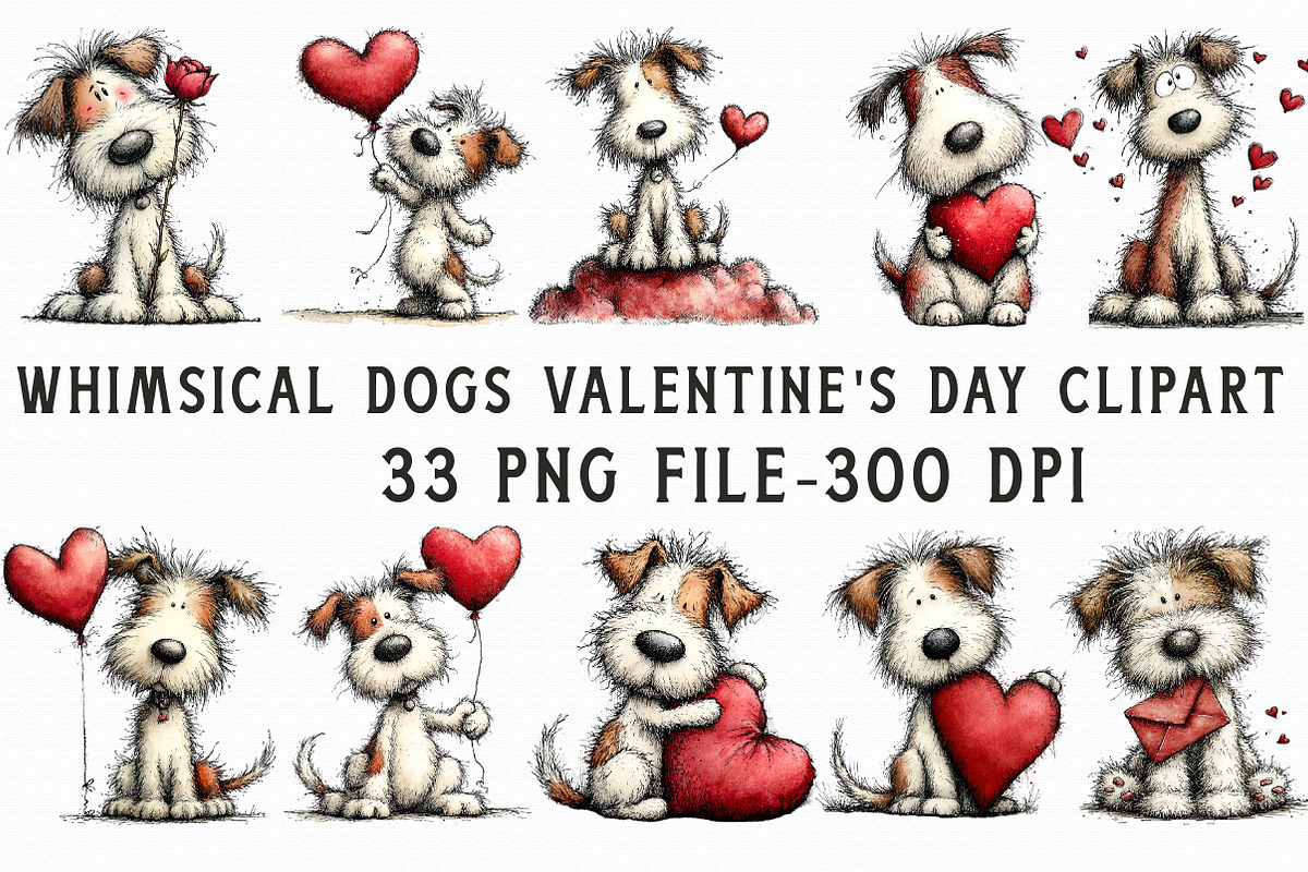 Whimsical Dogs Valentine's Day Clipa, an Illustration by Libby Wishes (Photo 5 of 6)