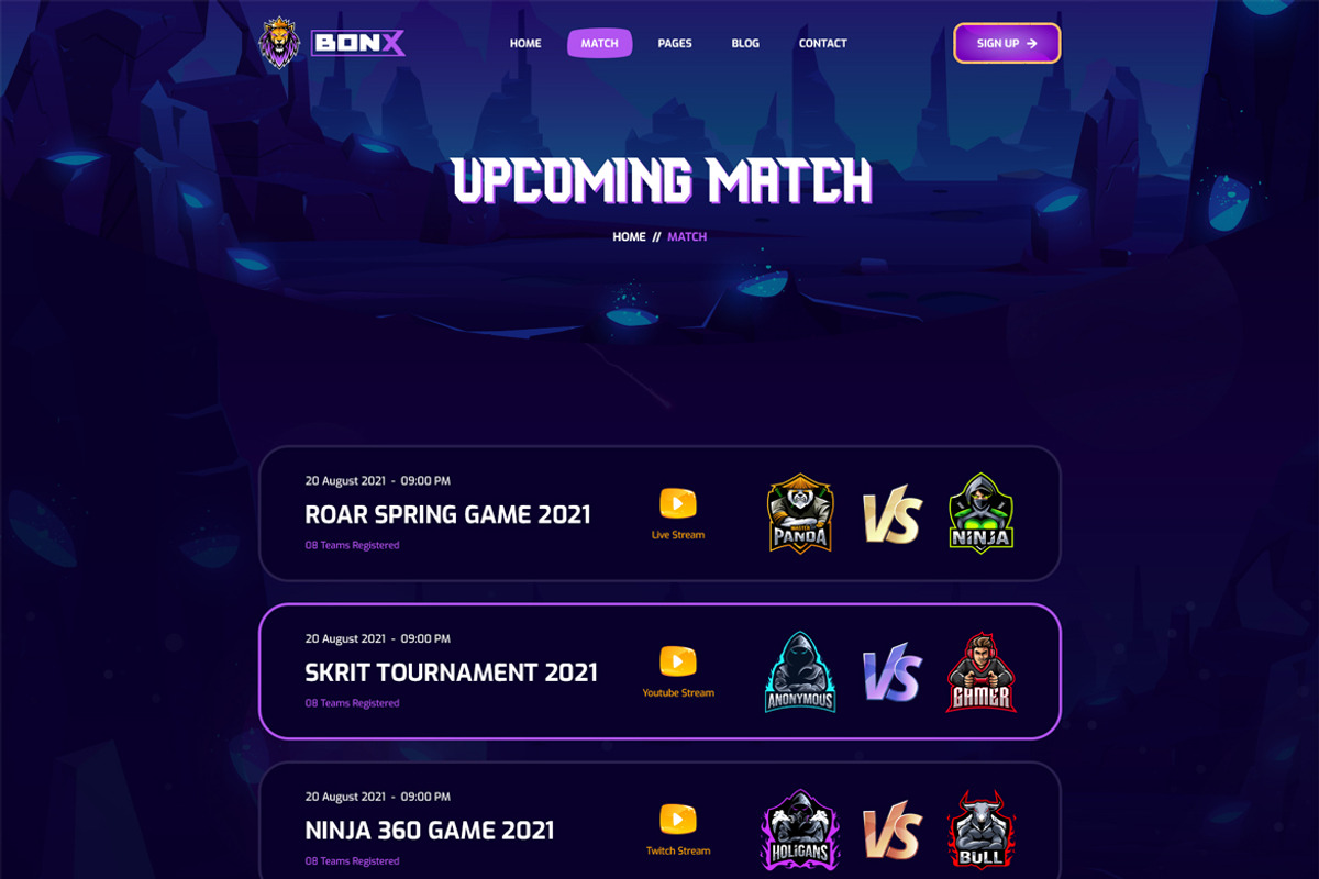 Gatsby Gaming Template - Bonx, a React Template by HasThemes (Photo 4 of 5)