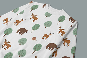 Woodland Animals Seamless Pattern