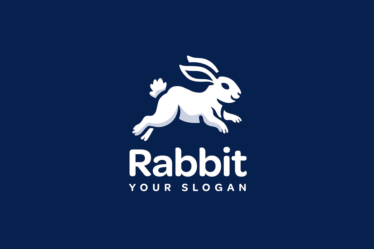 White rabbit logo. Jumping hare., a Branding & Logo Template by brandphant