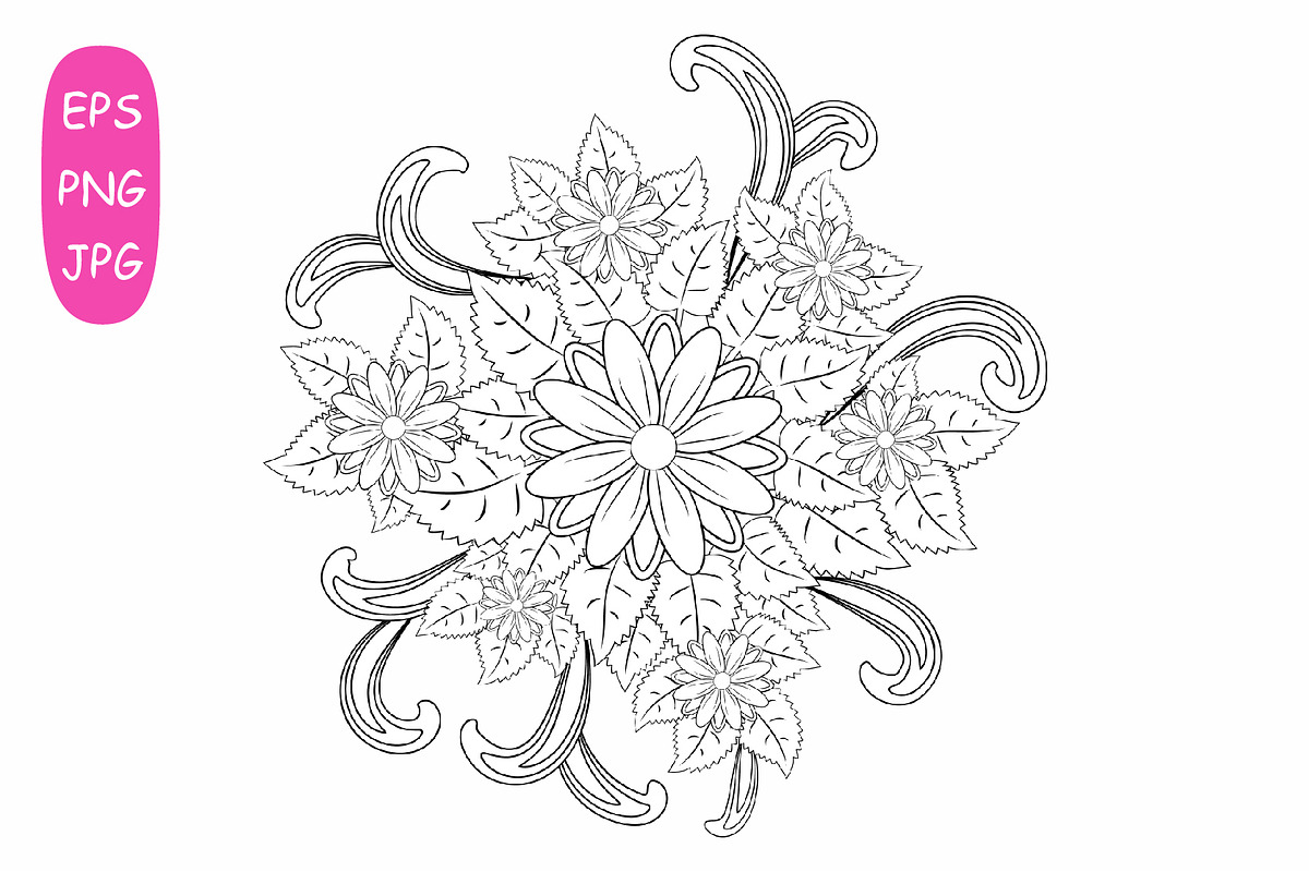 Flower Mandala: 5 Adult Coloring 3, a Poster Template by Michiru13 (Photo 3 of 6)