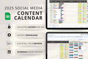 Google Sheet Content Calendar 2025, a Social Media Template by Marketello Studio