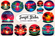 Sunset Sticker Clipart Bundle, an Illustration by Designworld (Thumbnail 1 of 6)