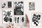 Black Abstract Botanical Wall Art, a Wallpaper Graphic by Helospace (Thumbnail 3 of 10)