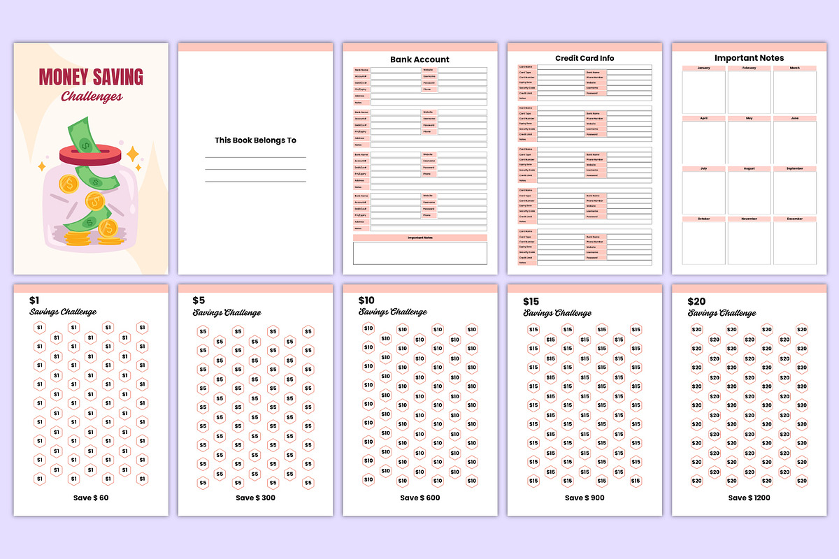 Money Saving Challenges Bundle Canva, a Stationery Template by Mustafiz (Photo 2 of 6)