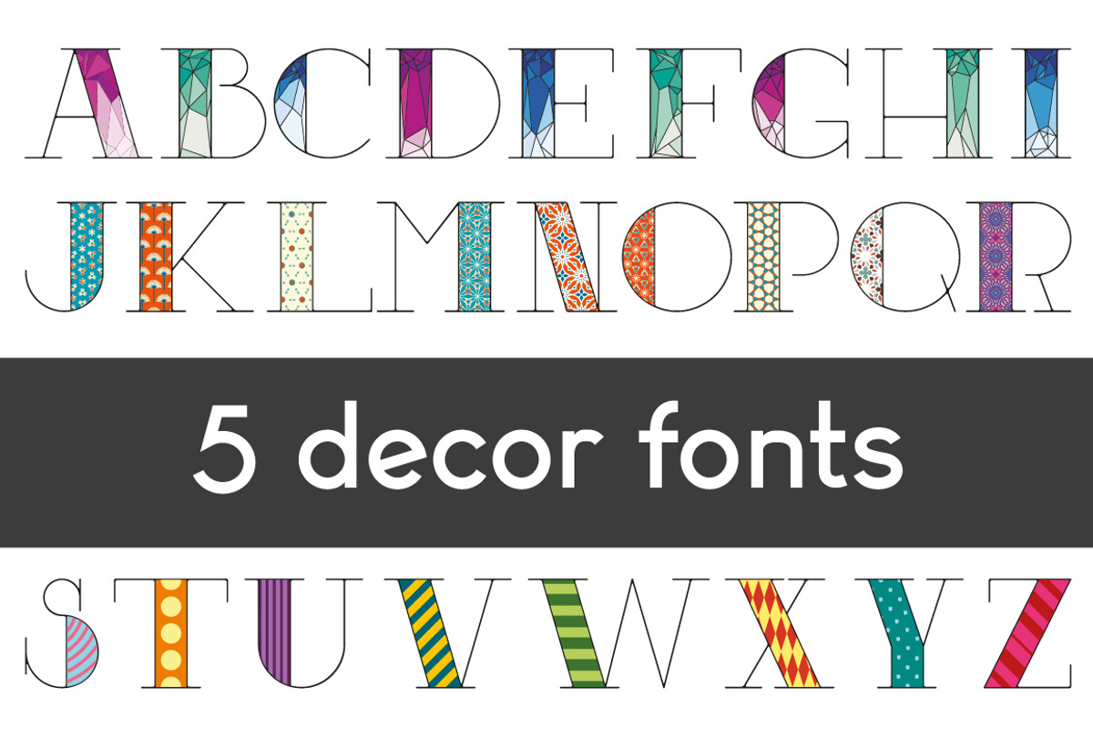 Five variations of font decoration