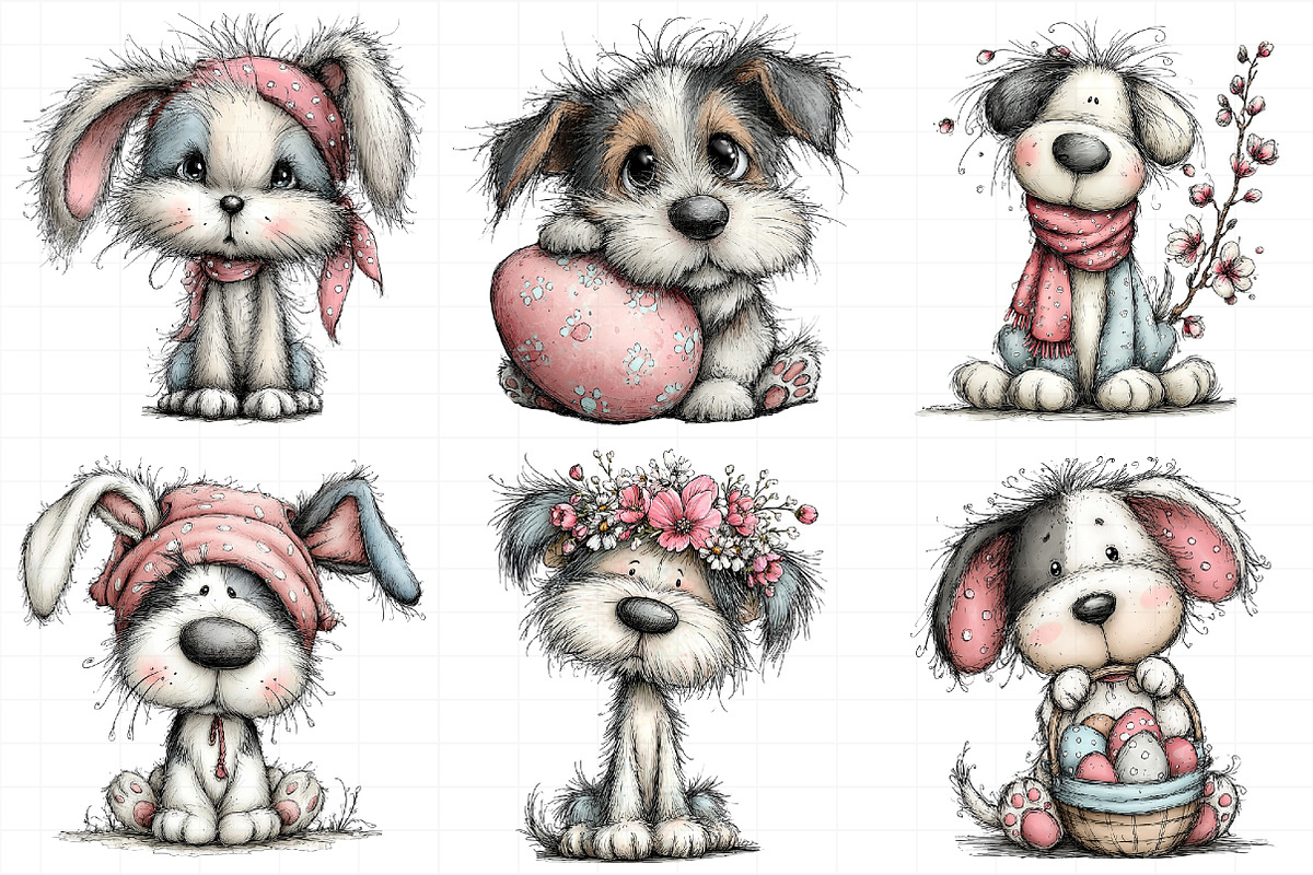 Whimsical Easter Dogs Clipart, an Illustration by Daily.Designs (Photo 7 of 8)