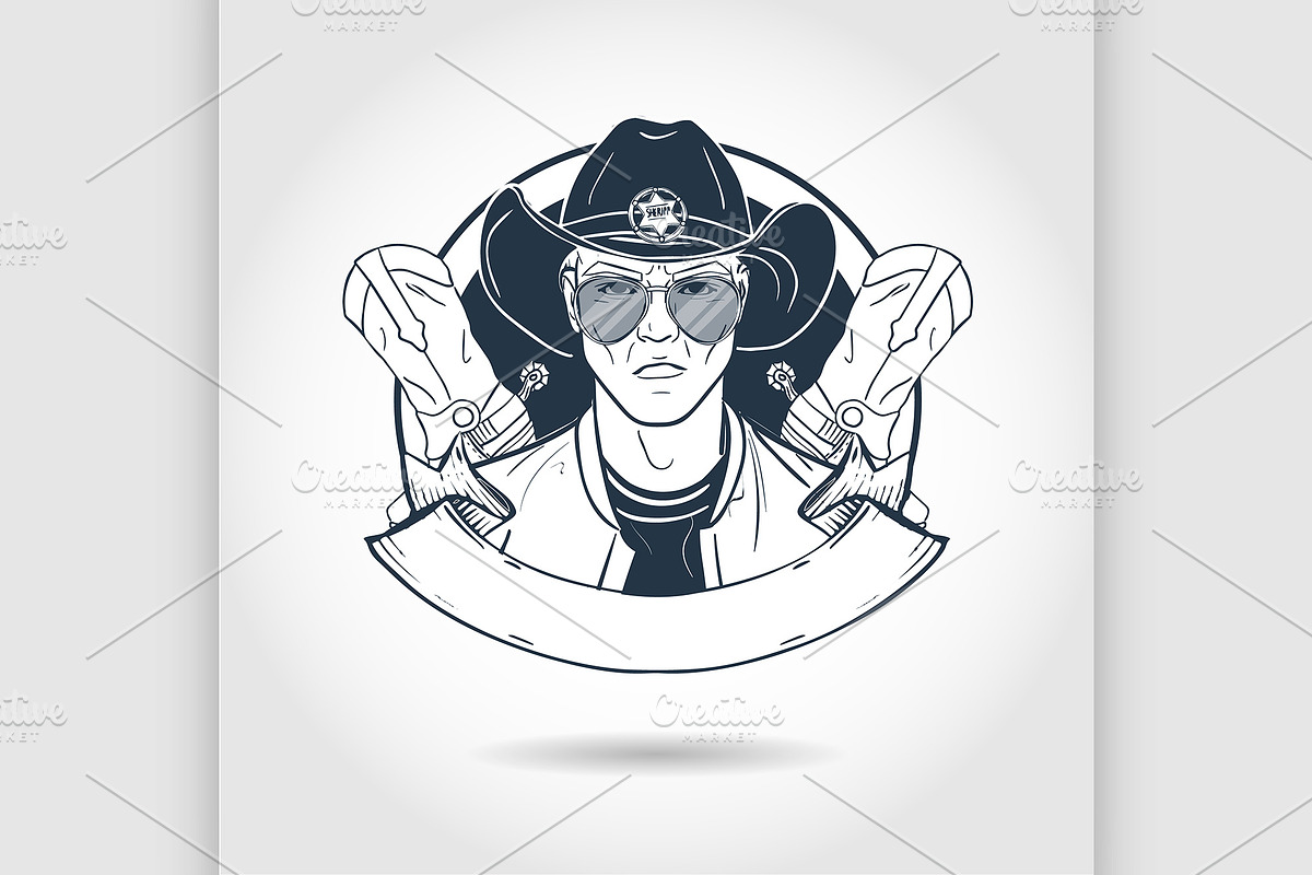 Hand drawn sketch cowboy, a Person Illustration by Netkoff