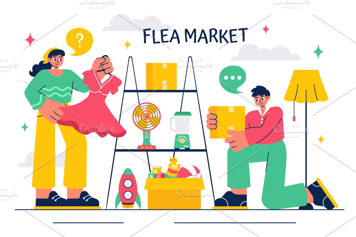 10 Flea Market Shopping Illustration, a Person Illustration by denayunebgt (Photo 4 of 4)