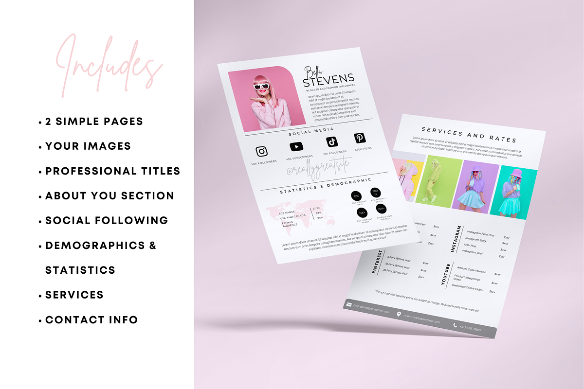 2 Page Modern Media Kit Template, a Presentation Template by CoCreatorDesigns (Photo 5 of 7)