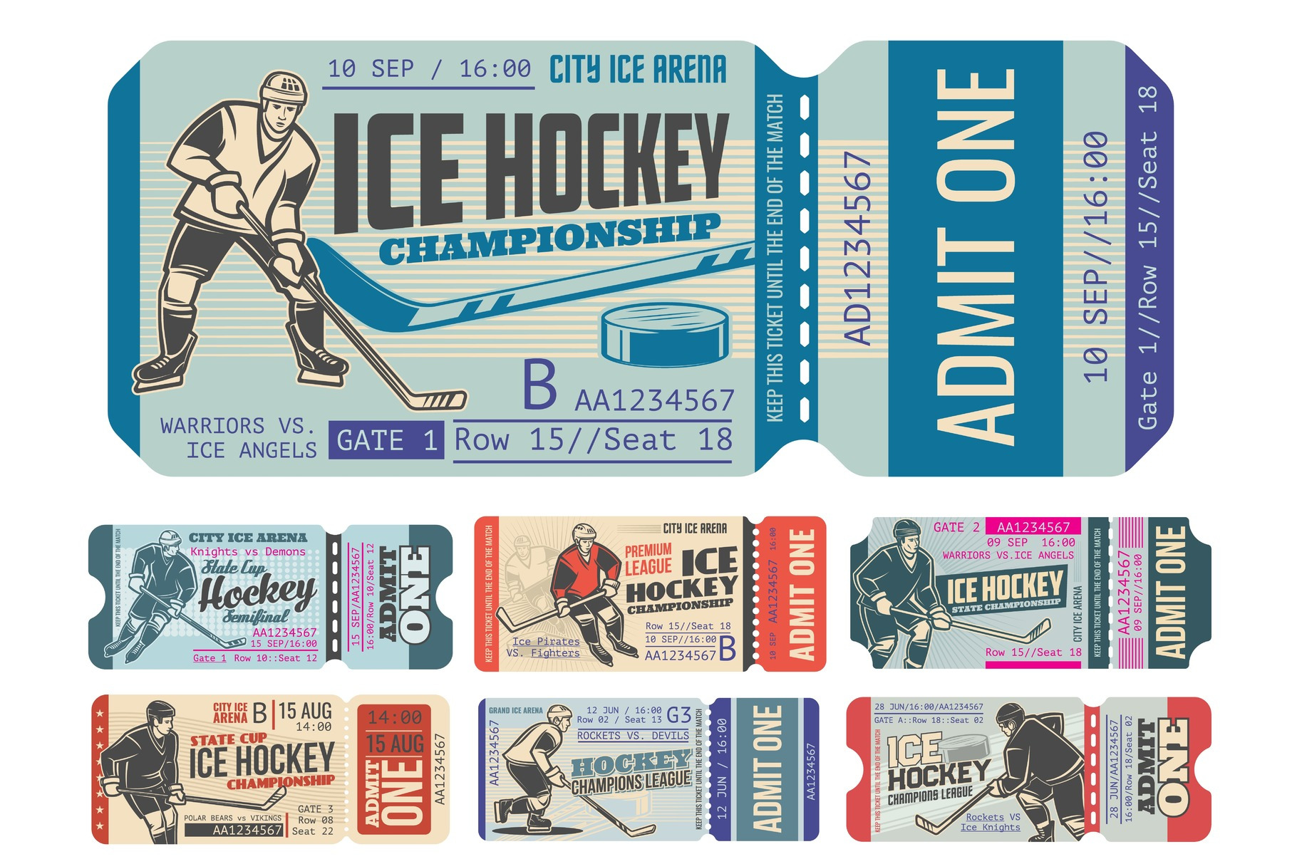 Ice Hockey Sport Tickets Vector by Vector Tradition  Creative Market