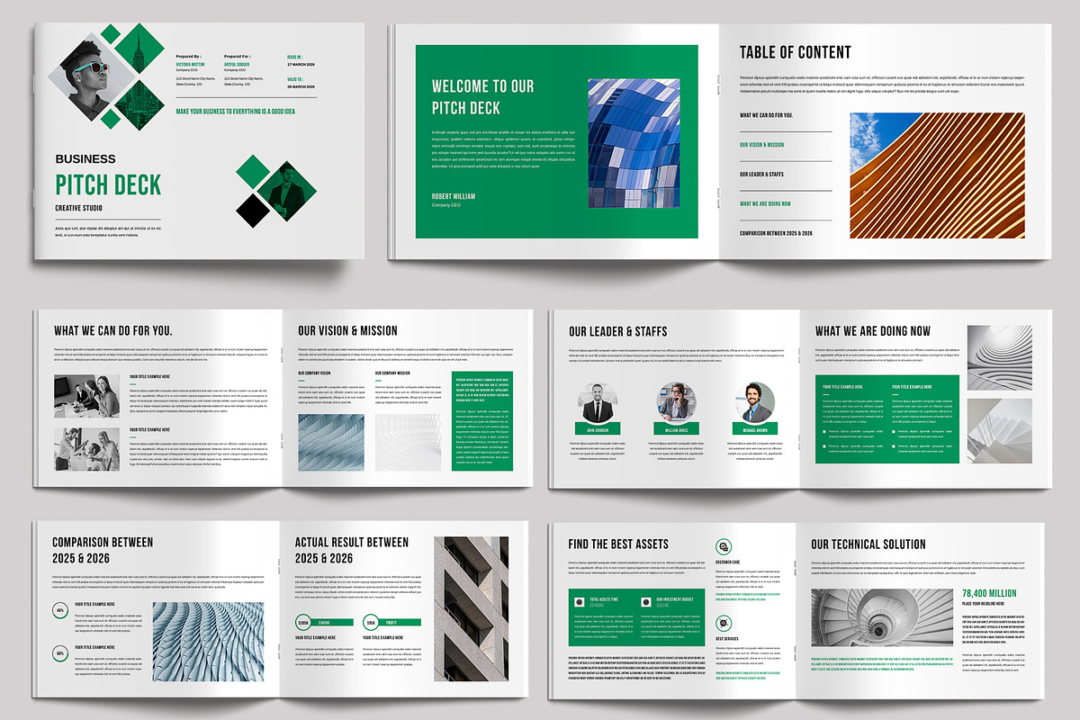 Pitch Deck Layout Design Template, a Brochure Template by MightyDesign (Photo 2 of 6)