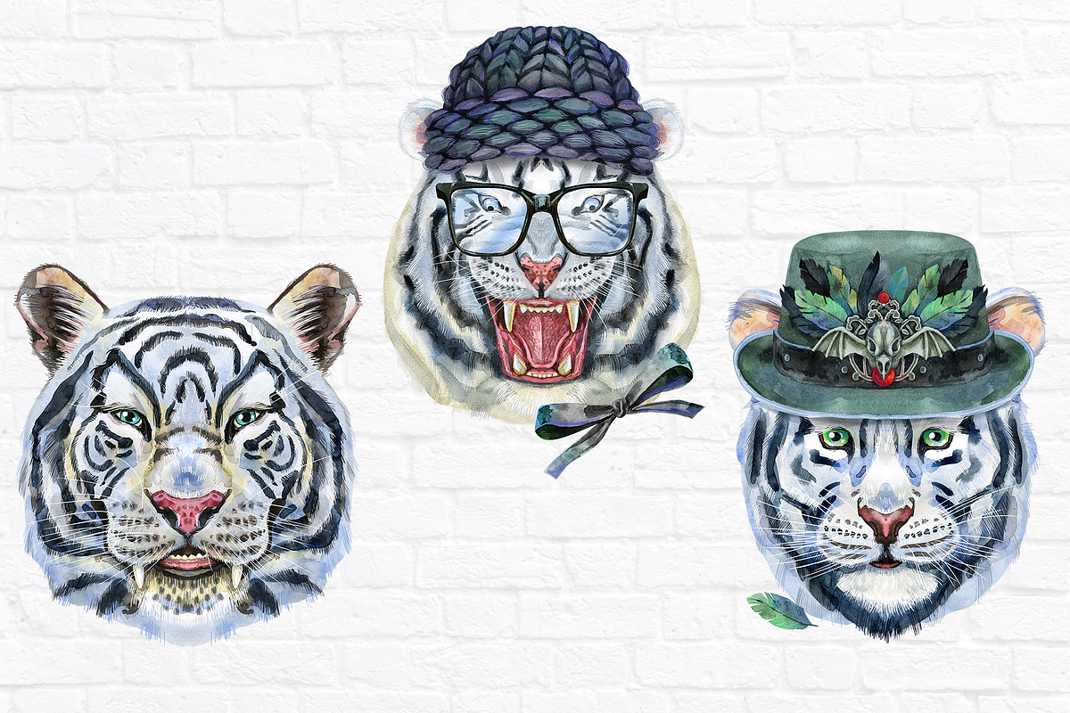 Cute watercolor tigers. Part 5, an Animal Illustration by Watercolor fantasy (Photo 3 of 4)