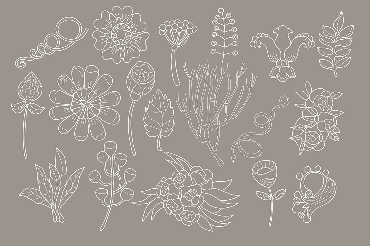 Floral elements doodle set ., an Object Graphic by RAINBOWIRMA (Photo 2 of 4)