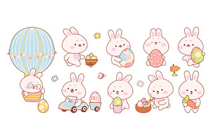 Kawaii easter bunny. Funny bunnies, an Animal Illustration by Stock-Smart-Start