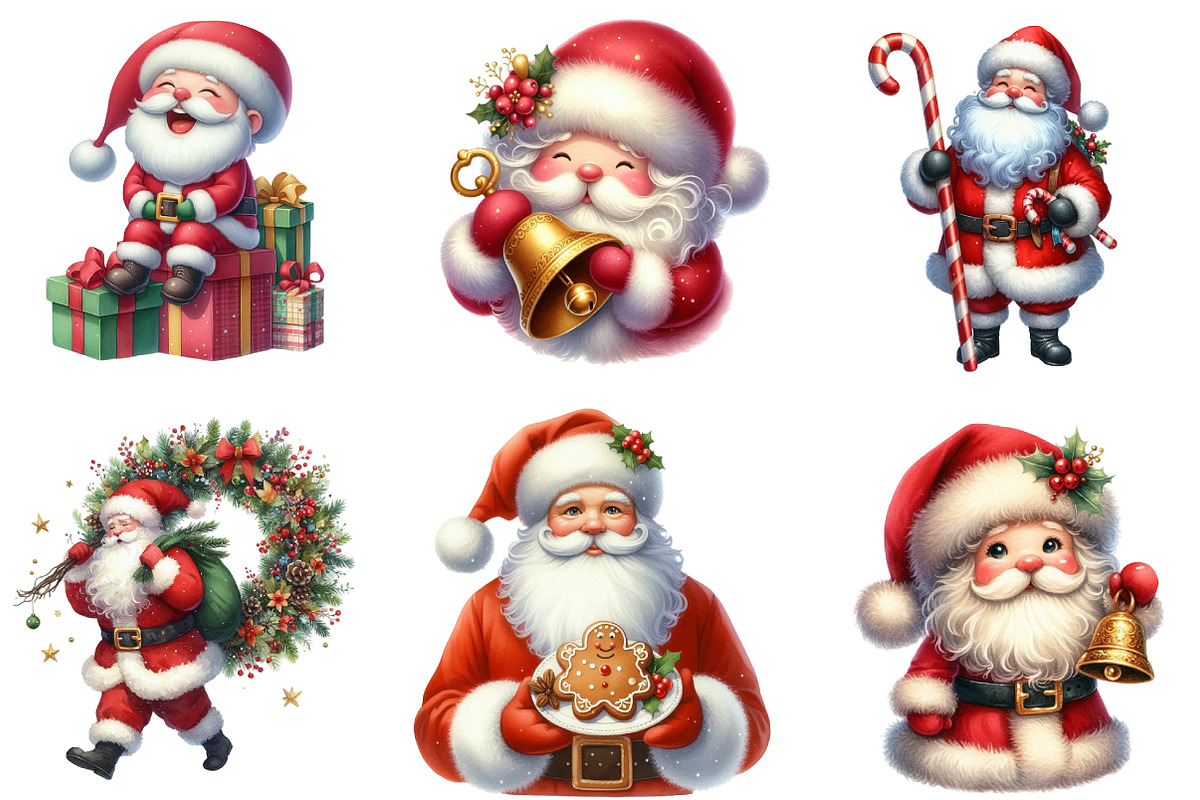 Christmas Santa Claus Bundle Clipart, an Illustration by DreamArtGraphic (Photo 2 of 4)