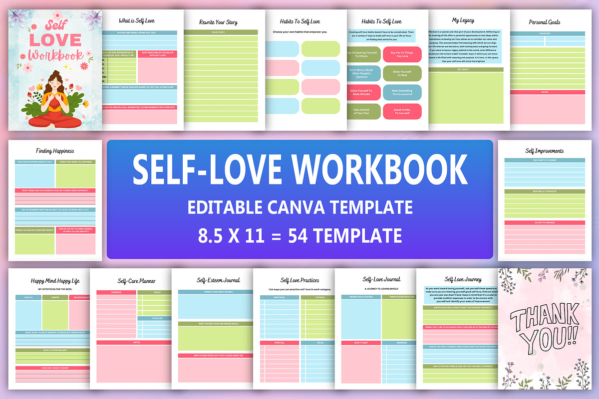 Self-Love Workbook & Planner, a Stationery Template by Designmela01 (Photo 1 of 8)