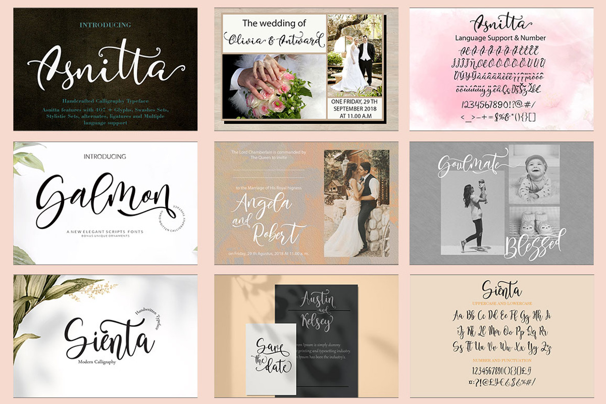 Wedding Collection Font Bundles, a Script Font by yanindesign (Photo 7 of 10)