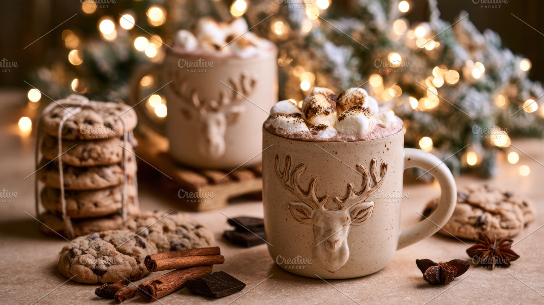 Hot chocolate and cookies on table, a Photo by Beautiful things