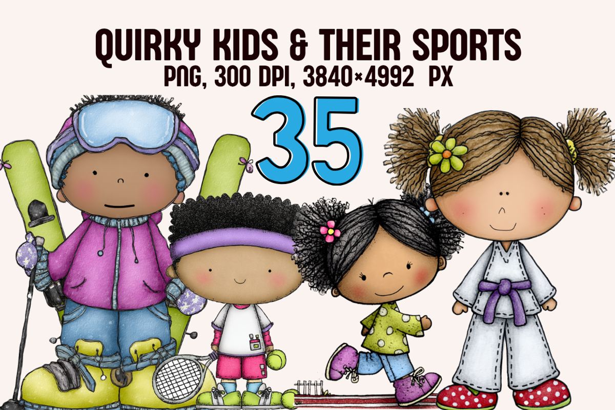 Quirky Kids and Their Sports, a Person Illustration by PrintHaven Designs (Photo 1 of 8)
