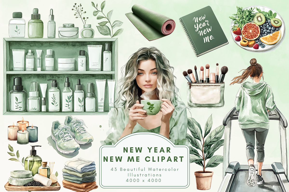 New Year New Me Clipart, an Illustration by NadiaTheronArt (Photo 1 of 4)