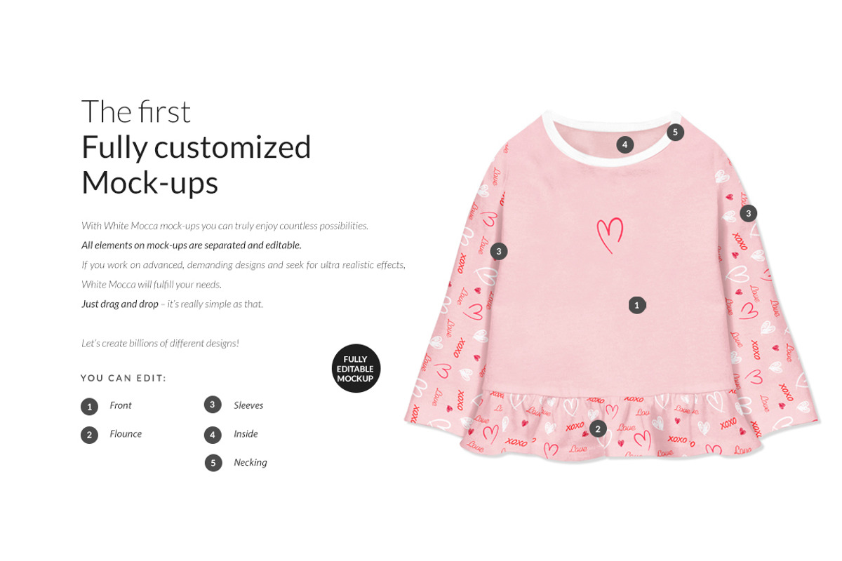 Baby Longsleeve with Flounce Mock-up, a Shirt Mockup by Mocca Mockups Store (Photo 4 of 22)