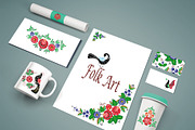 Folk art magic birds in flowers, a Decorative Illustration by IPVector (Thumbnail 2 of 4)