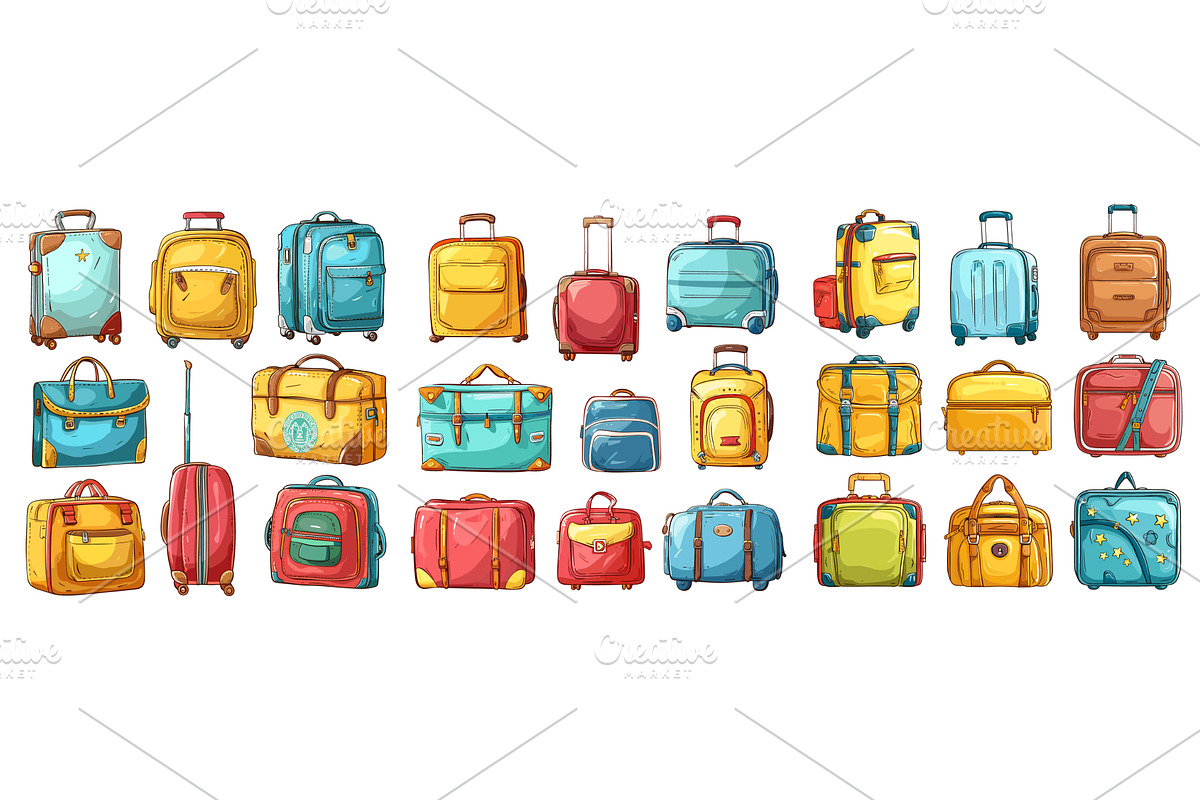 Touristic suitcases. Travel trip, an Object Illustration by Stock-Smart-Start