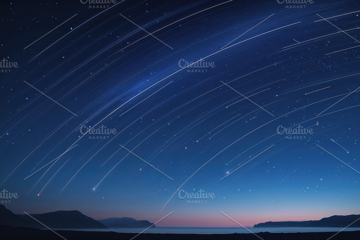 Star trails across night coast, an Illustration by wavebreak