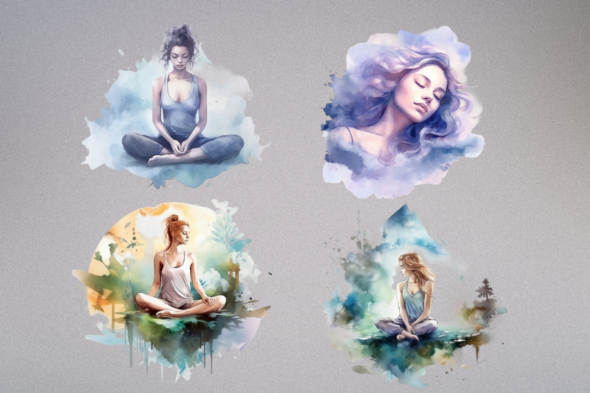 Watercolor Meditation Cliparts, an Illustration by Mash Mash Stickers (Photo 9 of 9)