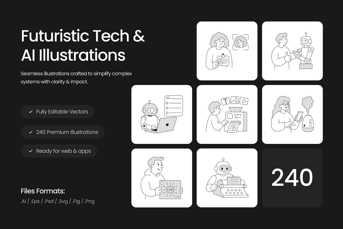 240 Futuristic Technology & AI, a Technology Illustration by Prosymbols (Photo 1 of 15)
