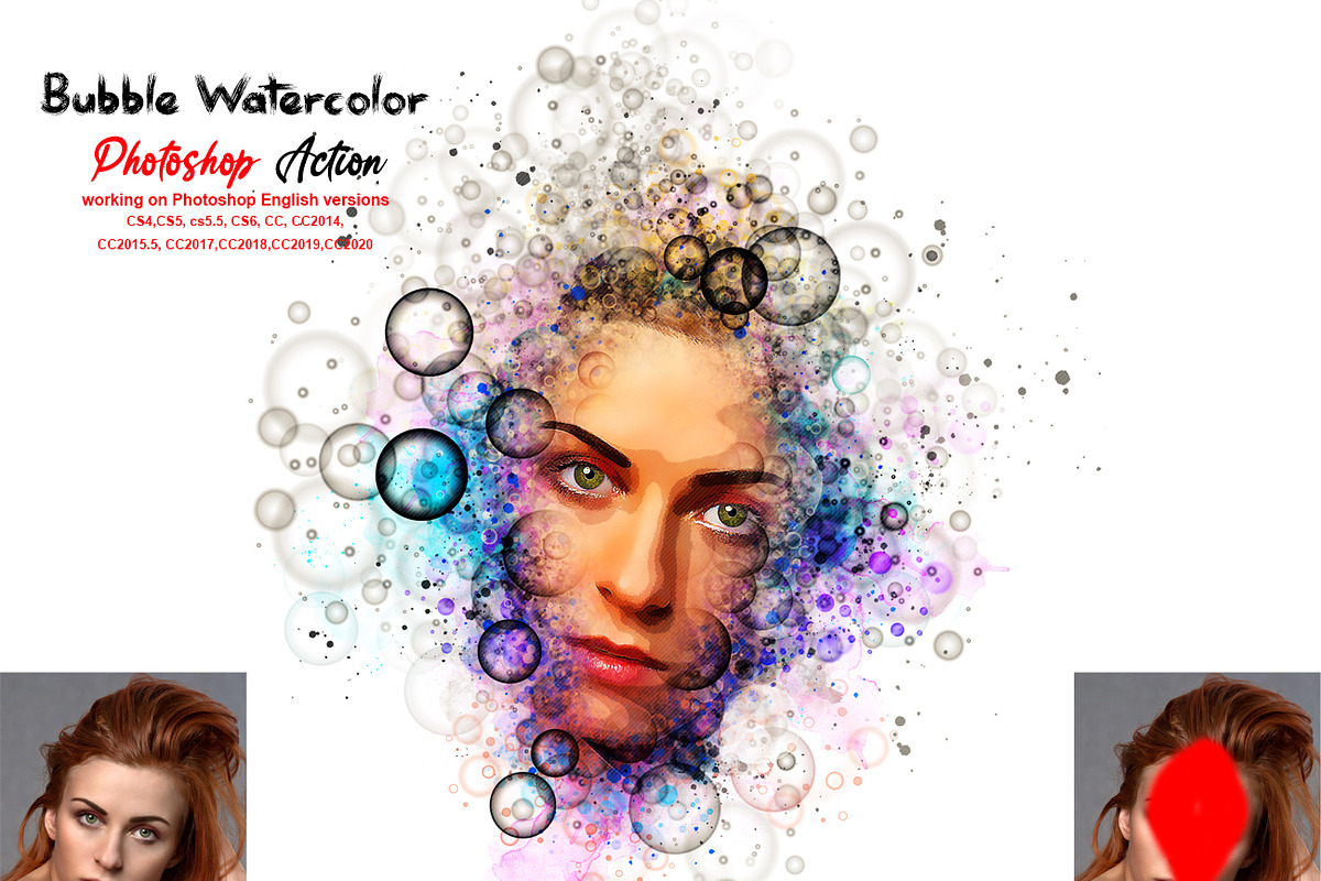 Bubble Watercolor Photoshop Action, a Brushes & More by Studio Retouch (Photo 1 of 14)