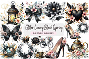 Glitter Luxury Black Spring Clipart, an Illustration by DreamArtGraphic (Thumbnail 1 of 4)