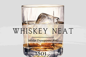 Whiskey Neat Cocktail Illustration
