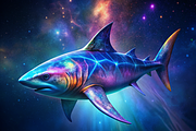 Vibrant Shark Print, an Animal Illustration by ZobaDepot (Thumbnail 1 of 4)