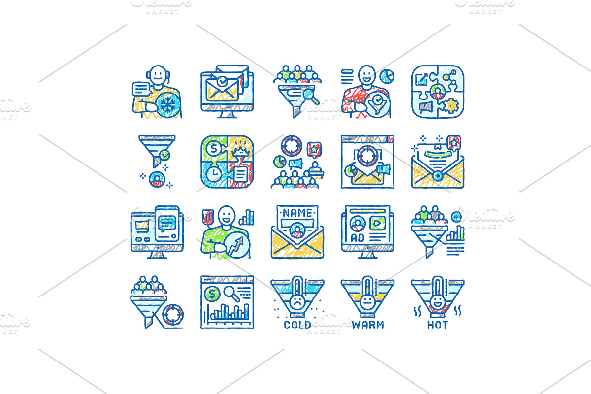 lead marketing generation icons hand, an Object Illustration by pikepicture