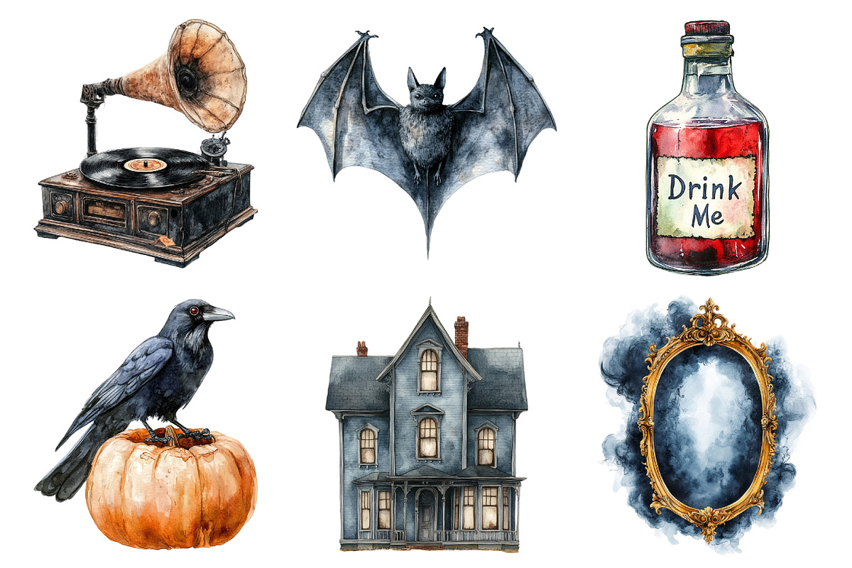 Vintage Creepy Halloween Clipart, an Illustration by Daily.Designs (Photo 4 of 5)