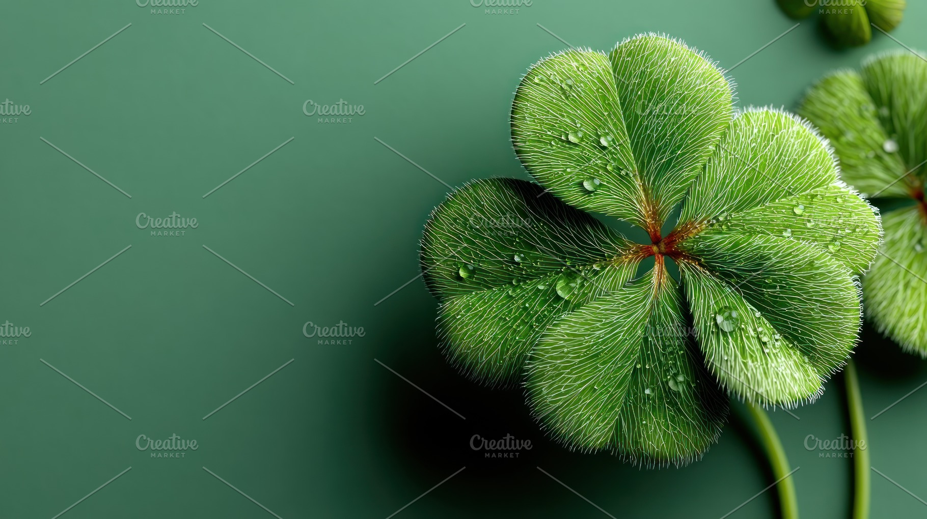 Fresh Green Four Leaf Clover with Dew Drops on Soft Background S, a Nature Photo by José Manuel Gelpi