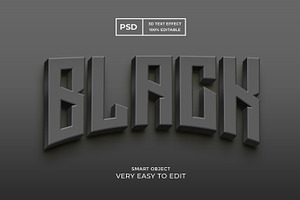 Black 3d Text Style Effect Psd