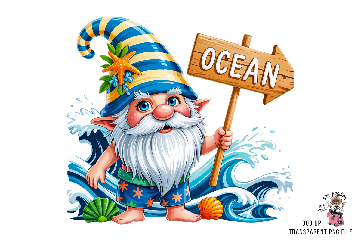 Beach Gnome Summer PNG Bundle, a Graphic by Clipart Studio (Photo 2 of 12)