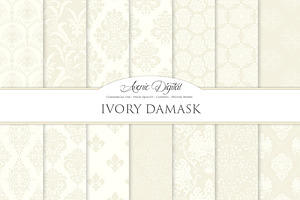 28 Ivory Damask Digital Papers