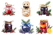 Watercolor Christmas Jams in Jar, a Seasonal Illustration by CitraGraphics (Thumbnail 2 of 5)