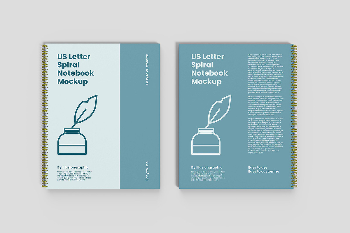 US Letter Spiral Notebook Mockup, a Books & Magazine Mockup by Illusiongraphic (Photo 14 of 32)