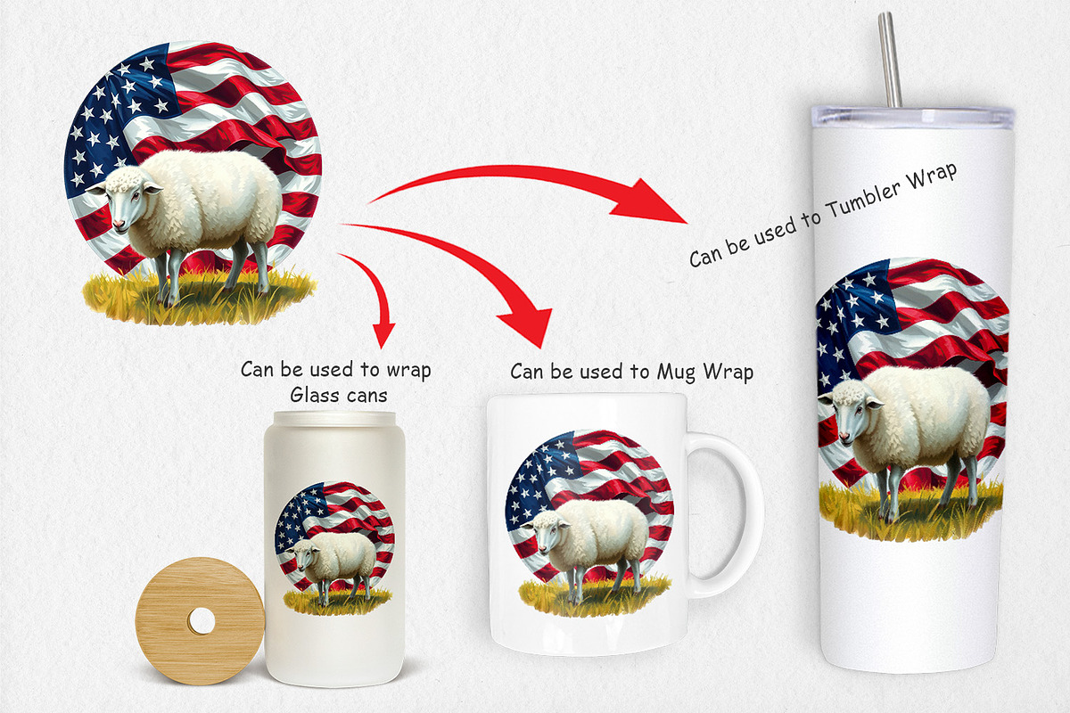 Sheep 4th of July Clipart, a Graphic by Artnoy (Photo 4 of 5)