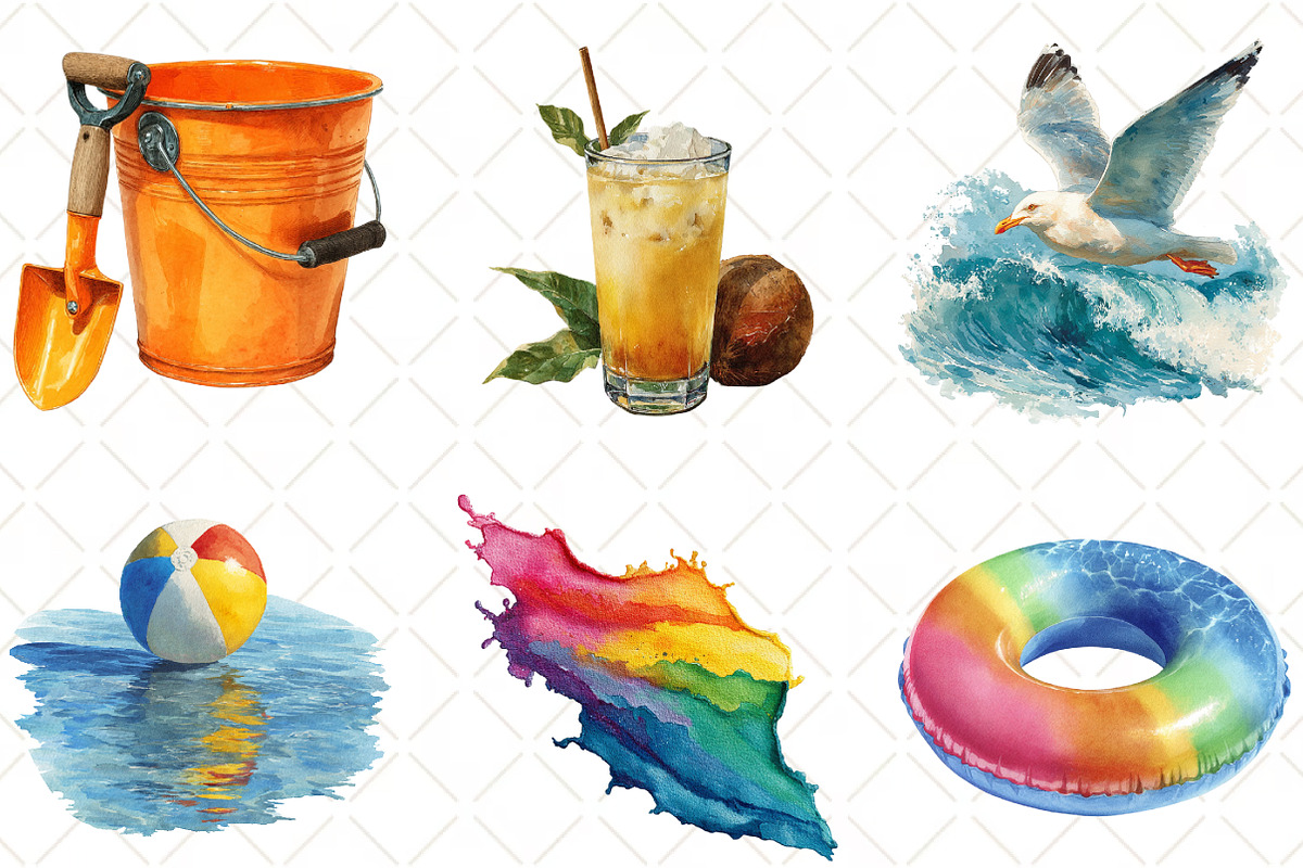 Water Park Watercolor Collection, an Illustration by Black Bird Studio (Photo 3 of 6)